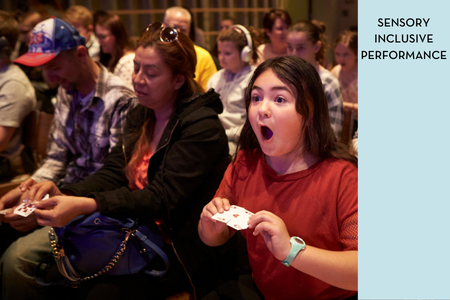 girl amazed at cut playing card