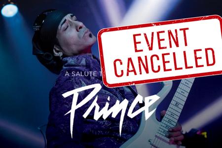 Album cover with event cancelled stamped on it