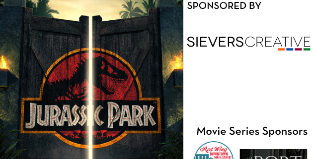 Jurassic Park sponsored by Sievers Creative, red wing downtown mainstreet and the port.