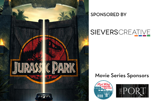 Jurassic Park sponsored by Sievers Creative, red wing downtown mainstreet and the port.