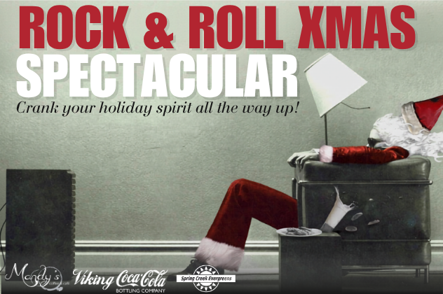 Rock and Roll Christmas Spectacular - Dec 11 rock and roll xmas spectacular crank your holiday spirit all the way up with a man dressed as santa in a chair in front of a speaker.