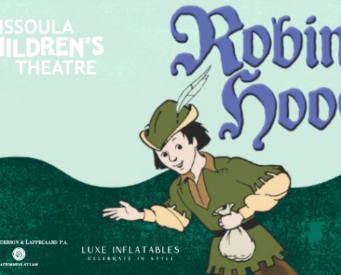 Missoula Children's Theatre Robin Hood - Jan 9 cartoon boy dressed as robin hood holding a bag - Missoula children's theatre presents robin hood