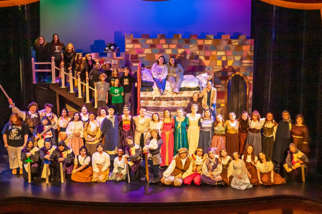 RWHS Musical - Jan 21-24 group of high school students on a set on stage at a theater