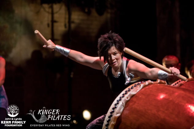 Finding Her Beat Taiko Arts Midwest - Mar 5 woman playing a giant drum